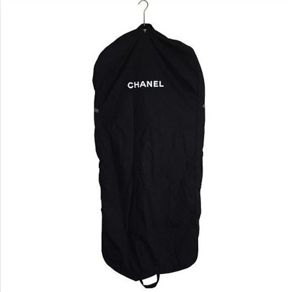 CHANEL Authentic Garment Bag & Velvet Gold CC Hanger Black Logo Suit Cover EUC